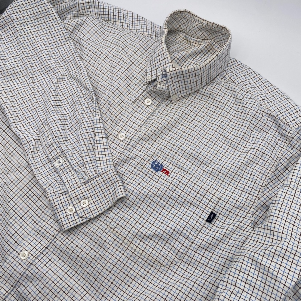 Cinch WRX FR Flame Resistant Work Shirt XL White Blue Check HRC-2 Button Down